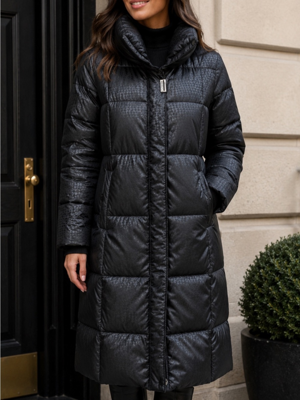 Balmain Black Quilted Long Puffer Coat